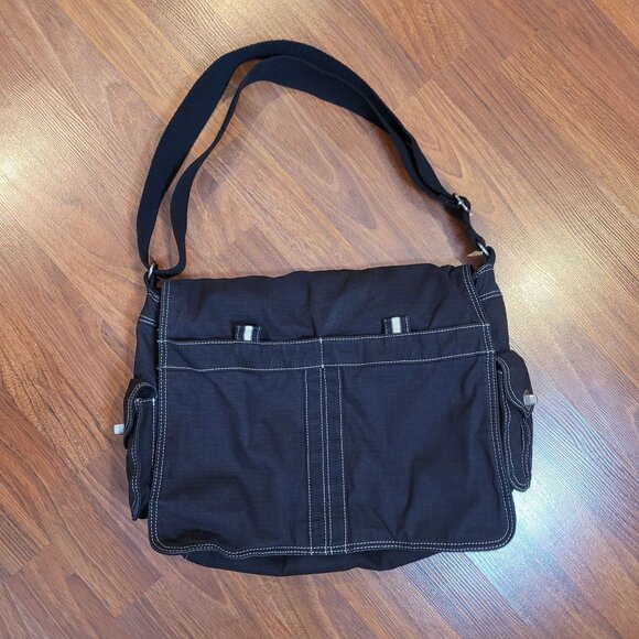 Fossil Black Canvas Shoulder Messenger Bag With Multiple Pockets Adj Strap - Picture 2 of 15